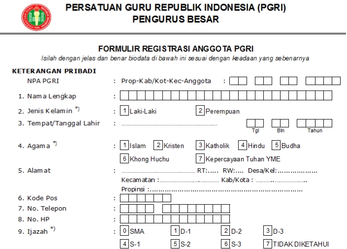 Pendaftaran PGRI Sarmi - Persatuan Guru Republik Indonesia Cabang Kabupaten Sarmi